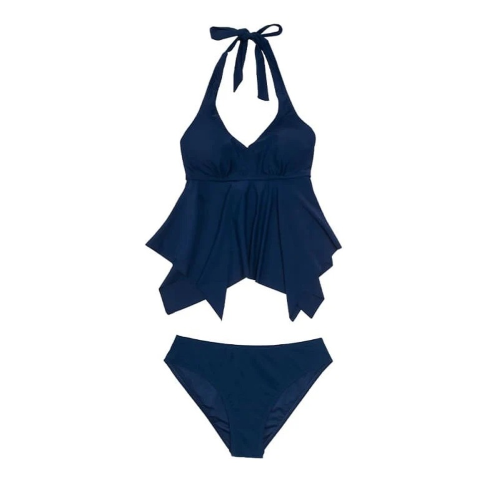 Cupshe Women's Halter Tankini Navy Swimsuit NWT Size S - Picture 2 of 3